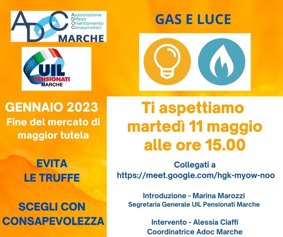 SEMINARIO - UTENZE GAS E LUCE: EVITA LE TRUFFE, SCEGLI CON CONSAPEVOLEZZA